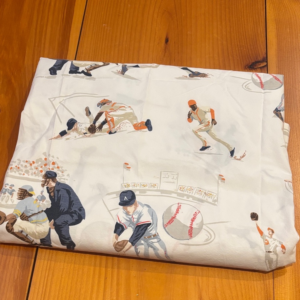 POTTERY BARN KIDS *Twin* Baseball Flat Sheet 100% Cotton
